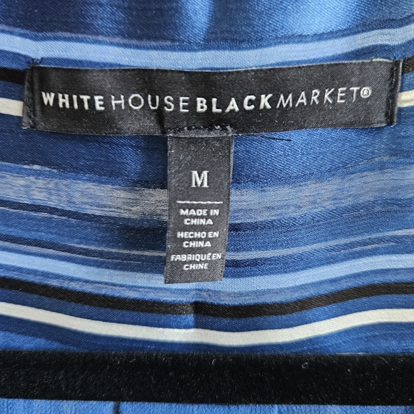 WHITE HOUSE BLACK MARKET Blue Striped Surplice Blouse- Size M - Picture 8 of 8